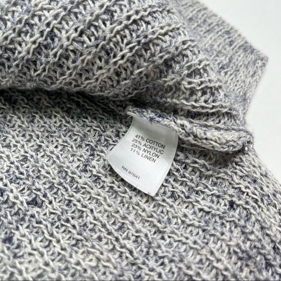 J. Jill Heathered Grey Blue Single Button Linen Blend Knit Cardigan Sweater Top - Picture 10 of 12